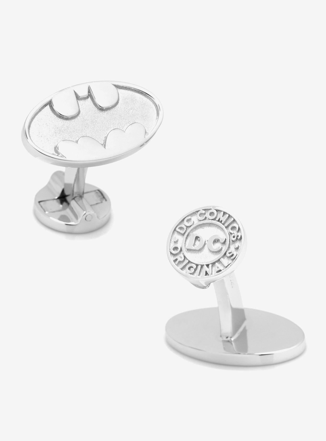 DC Comics Batman Sterling Silver Batman Logo Cufflinks, , hi-res