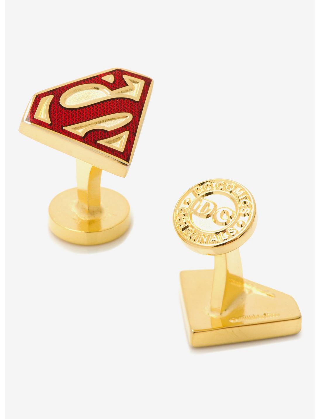 DC Comics Superman Gold Enamel Superman Shield Cufflinks, , hi-res