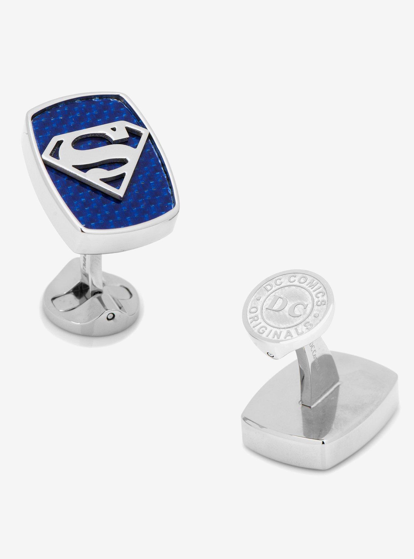 DC Comics Superman Stainless Steel Carbon Fiber Superman Cufflinks, , hi-res