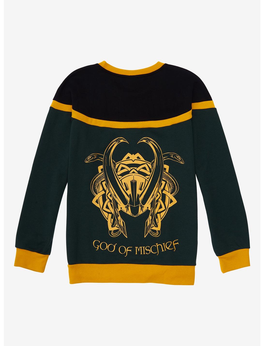 Our Universe Fashion Show Winner Marvel Loki Color-Block Sweater, MULTI, hi-res