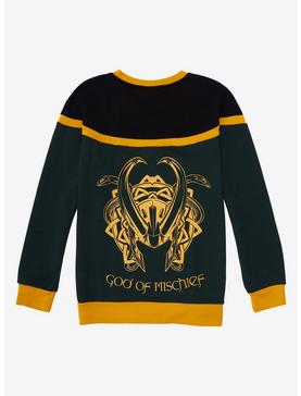 Plus Size Our Universe Fashion Show Winner Marvel Loki Color-Block Sweater, , hi-res