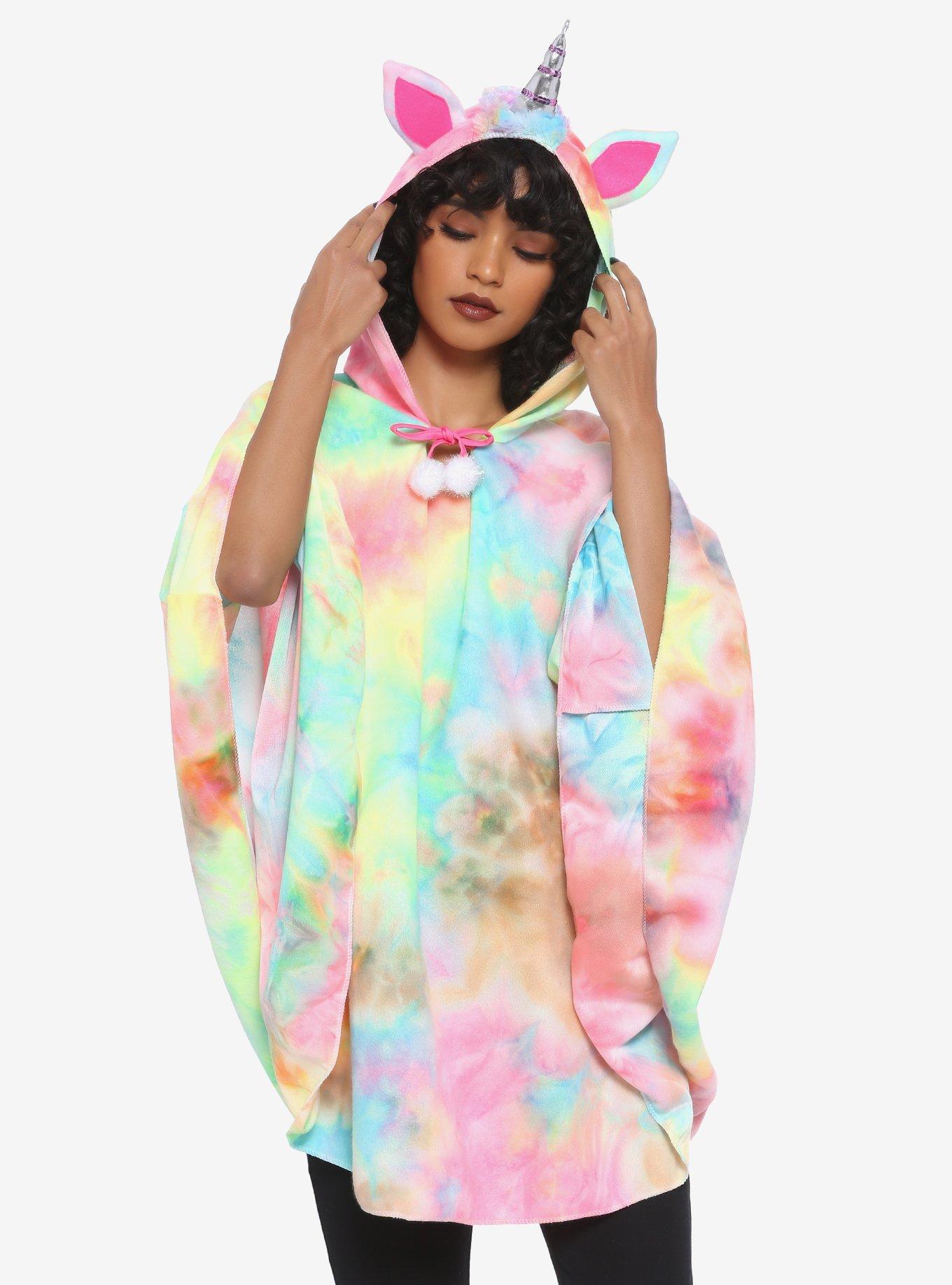 Rainbow Tie-Dye Unicorn Poncho