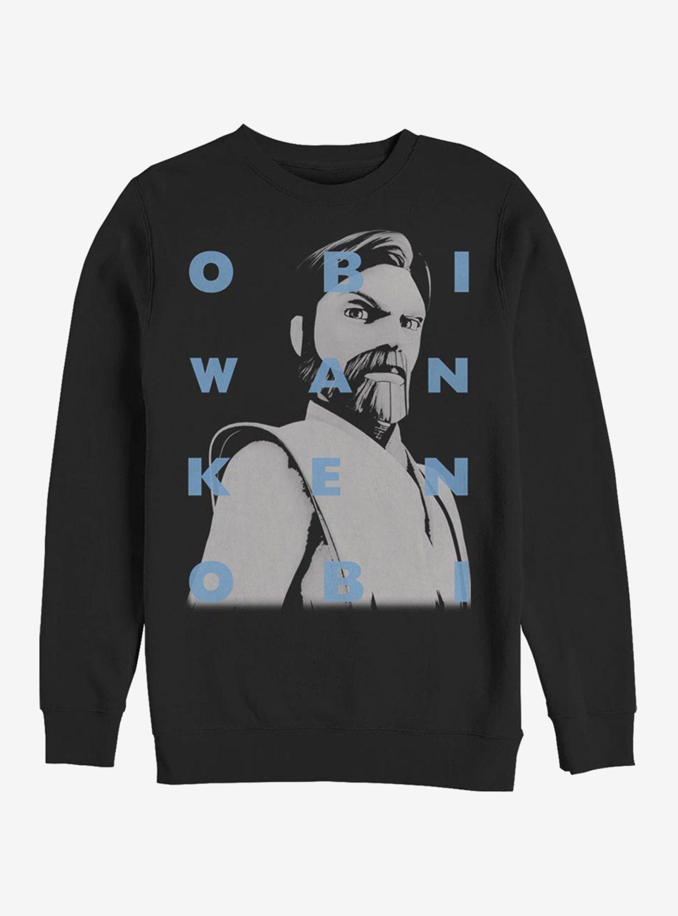 Star Wars: The Clone Wars Obi-Wan Text Sweatshirt, BLACK, hi-res view 1