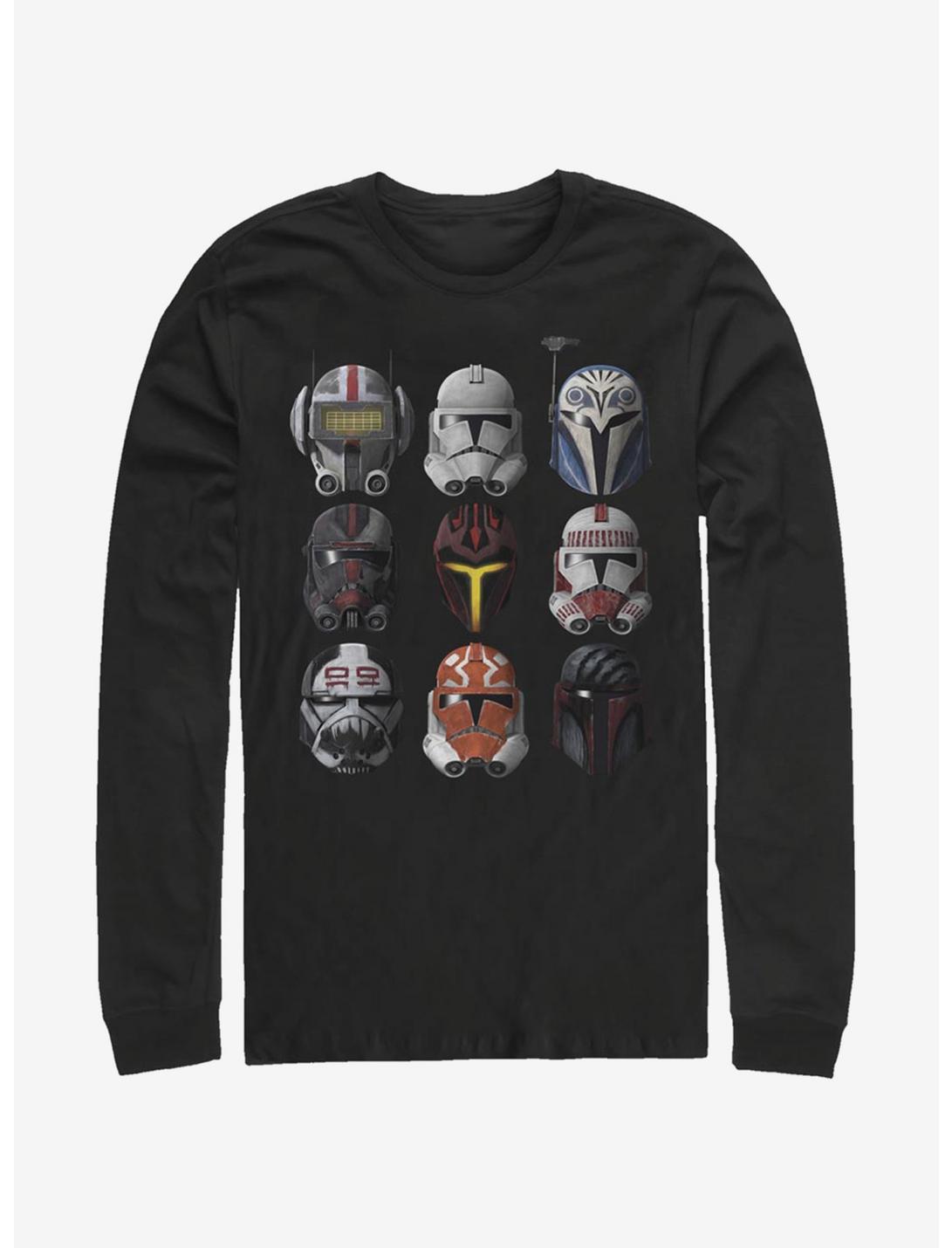 Star Wars: The Clone Wars Clone Helmets Long-Sleeve T-Shirt, BLACK, hi-res