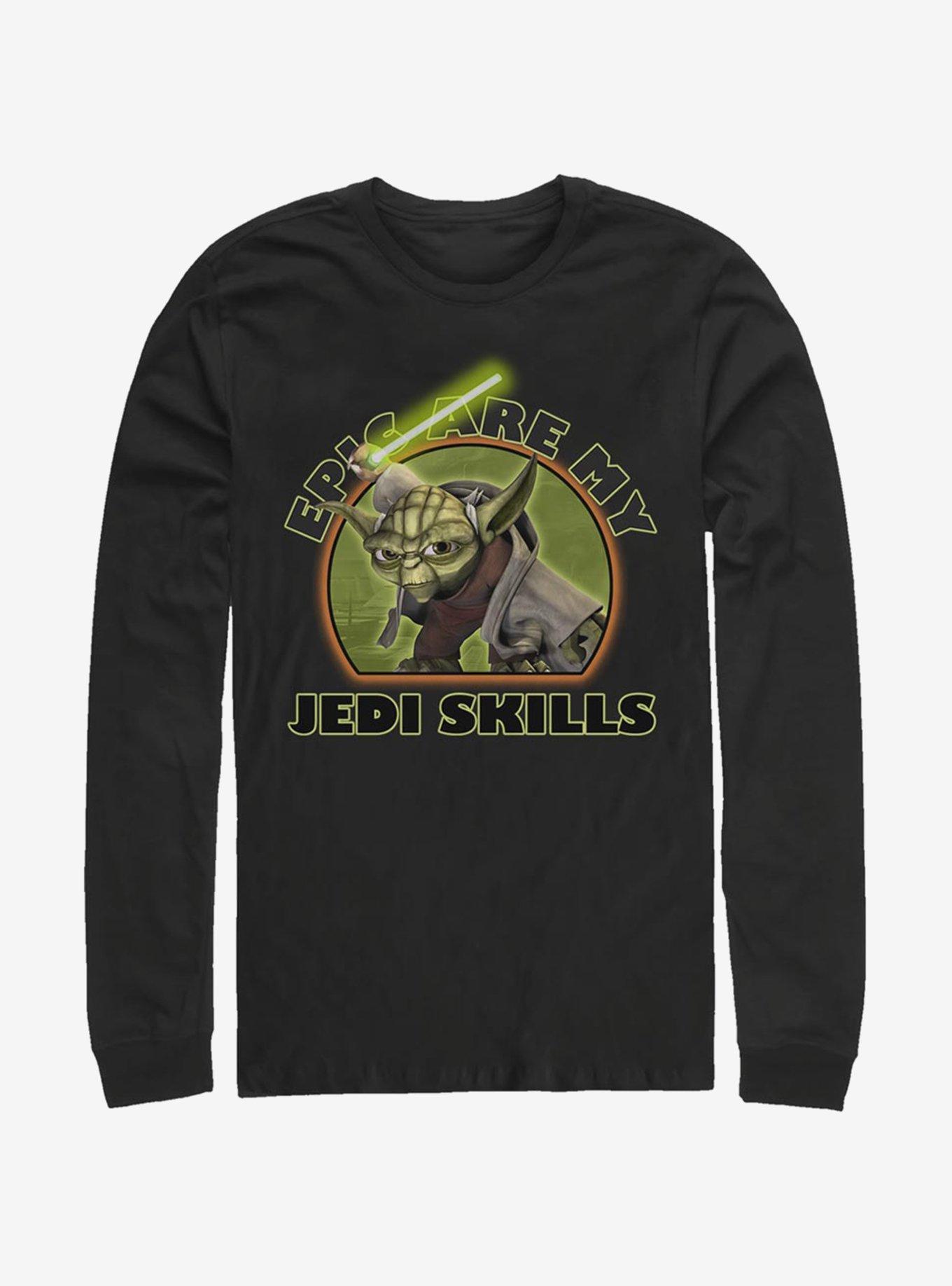 Star Wars The Clone Wars Yoda Jedi Skills Long Sleeve T Shirt Black