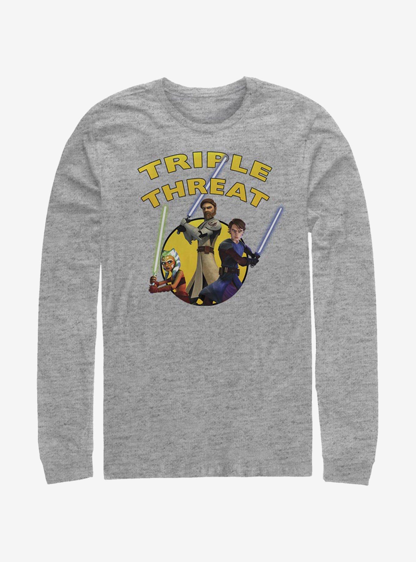 Star Wars: The Clone Wars Ahsoka Light Side Triple Threat Long-Sleeve T-Shirt, ATH HTR, hi-res