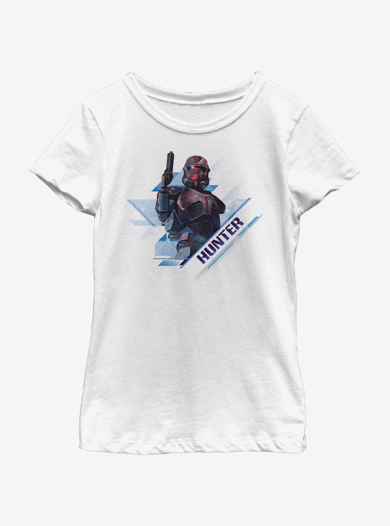 Star Wars: The Clone Wars Hunter Angled Youth Girls T-Shirt, WHITE, hi-res