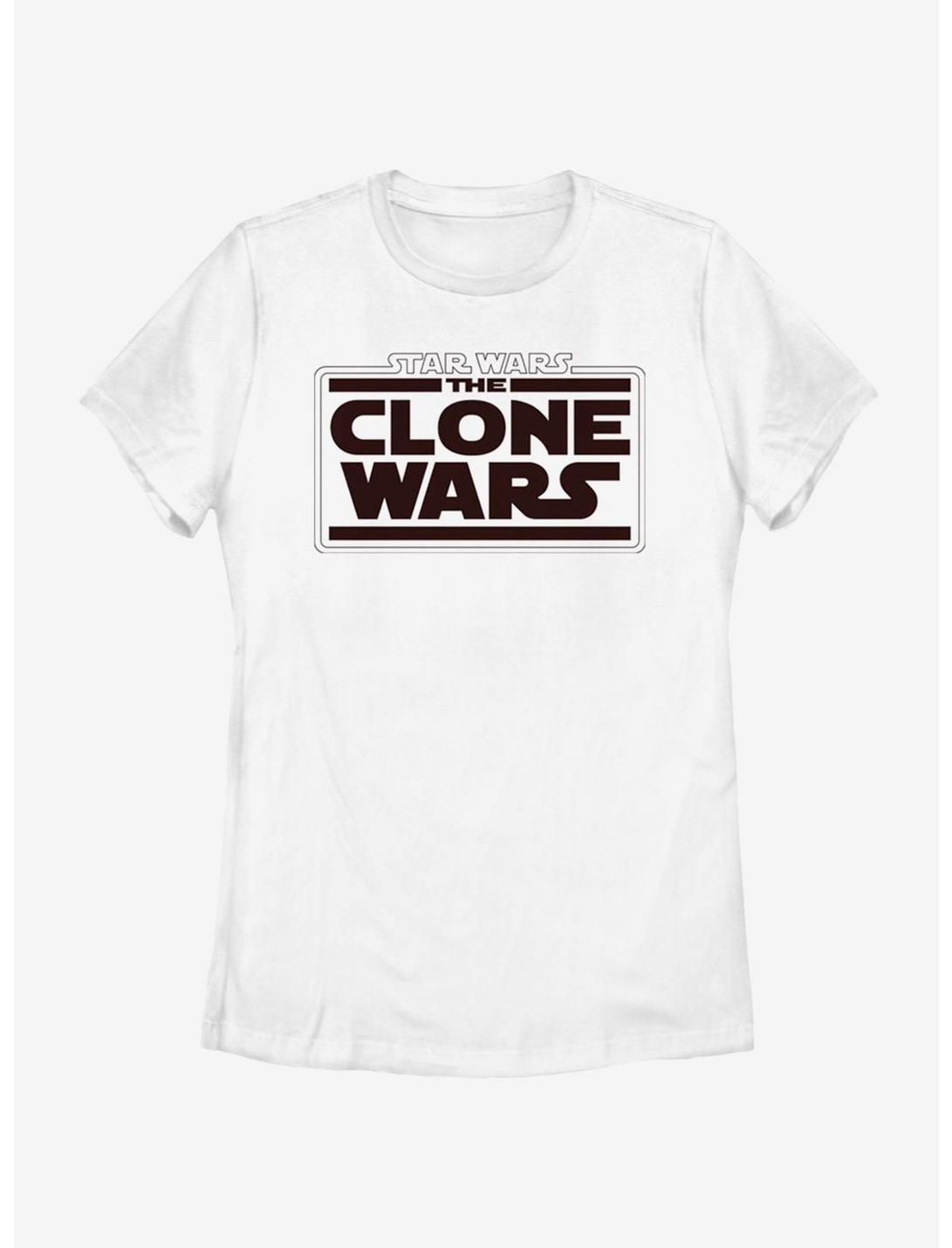 Star Wars: The Clone Wars Logo Womens T-Shirt, WHITE, hi-res