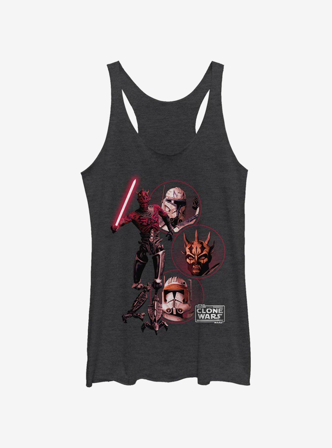 Star Wars: The Clone Wars Darkside Group Womens Tank Top, BLK HTR, hi-res view 1