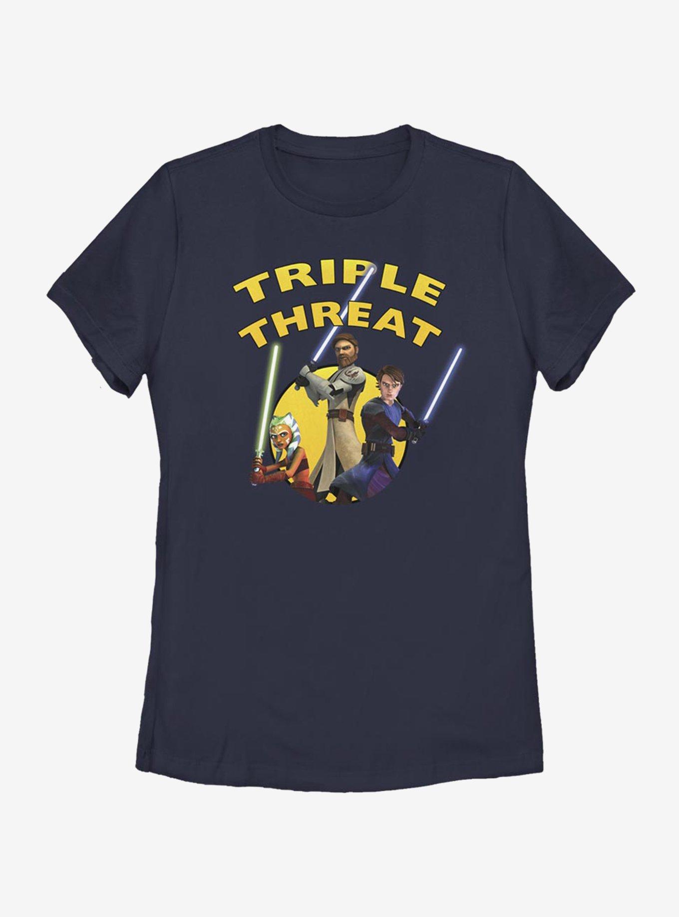 Star Wars: The Clone Wars Ahsoka Light Side Triple Threat Womens T-Shirt, NAVY, hi-res
