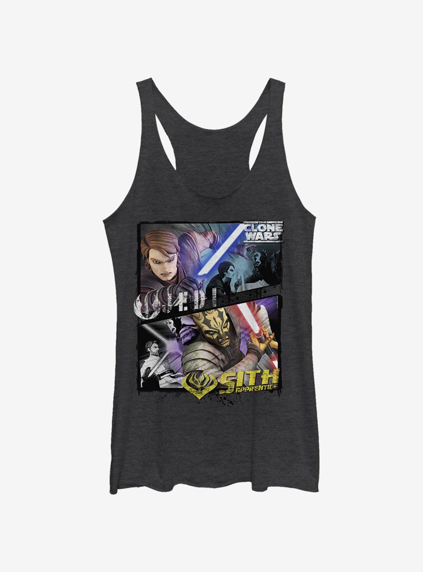 Star Wars: The Clone Wars Bad Side Panel Womens Tank Top, BLK HTR, hi-res