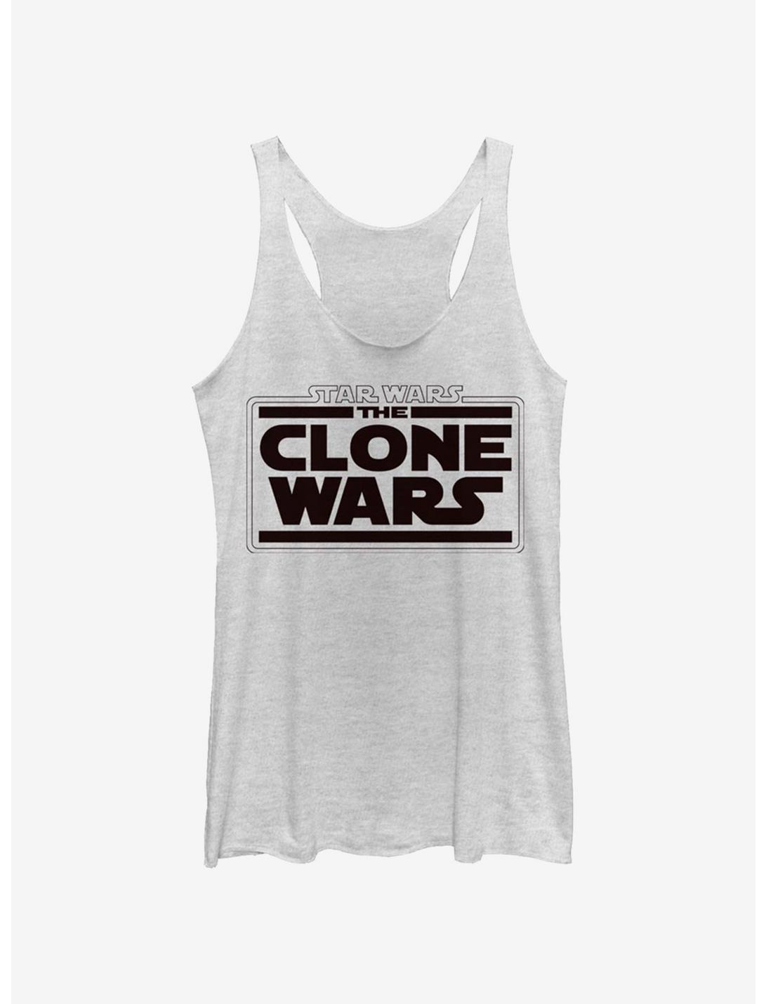 Star Wars: The Clone Wars Logo Womens Tank Top, WHITE HTR, hi-res
