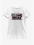 Star Wars: The Clone Wars Logo Youth Girls T-Shirt, WHITE, hi-res