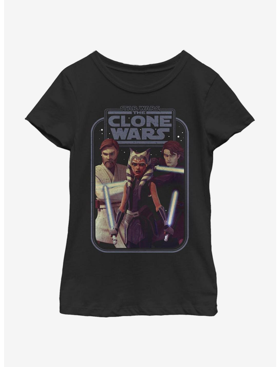 Star Wars: The Clone Wars Ahsoka Hero Group Shot Youth Girls T-Shirt, BLACK, hi-res