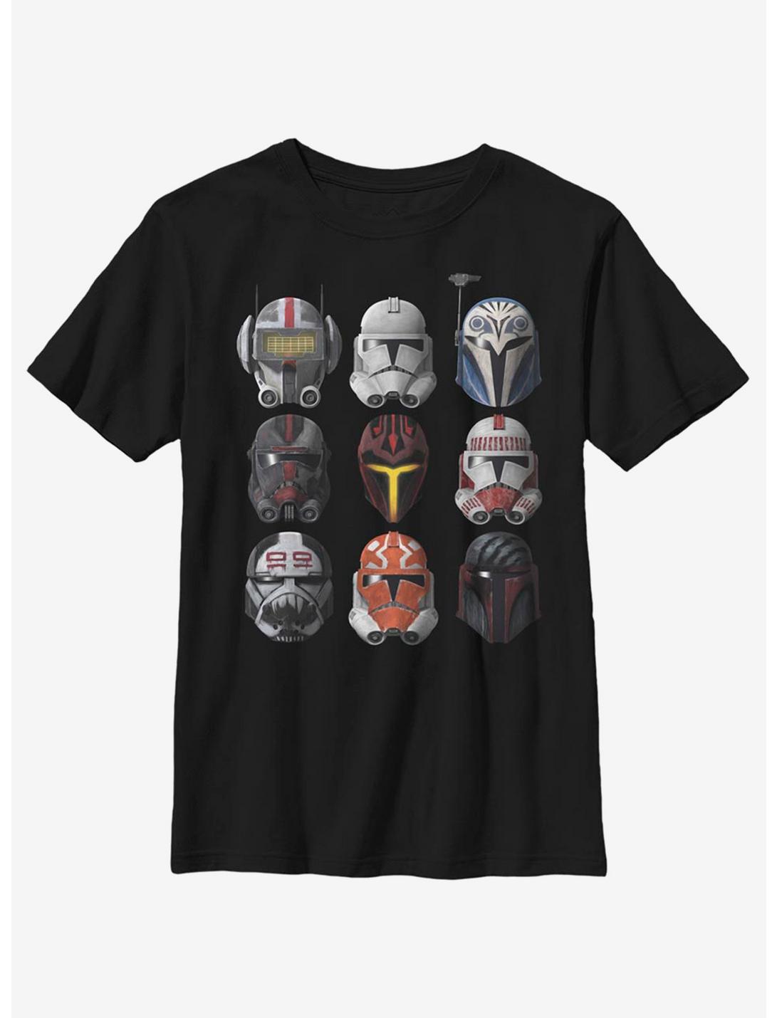 Star Wars: The Clone Wars Clone Helmets Youth T-Shirt, BLACK, hi-res