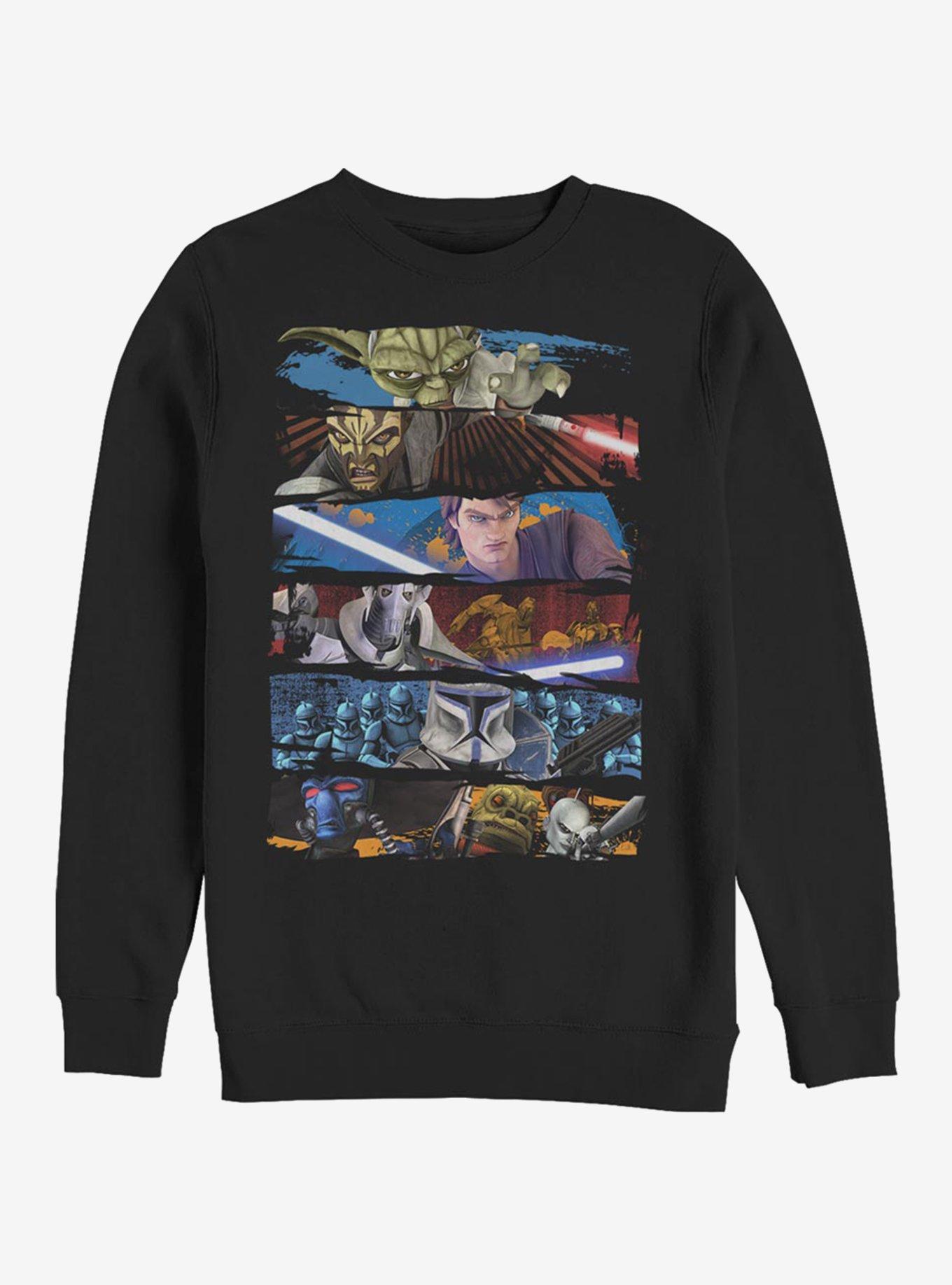 Plus Size Star Wars: The Clone Wars Face Off Sweatshirt, BLACK, hi-res