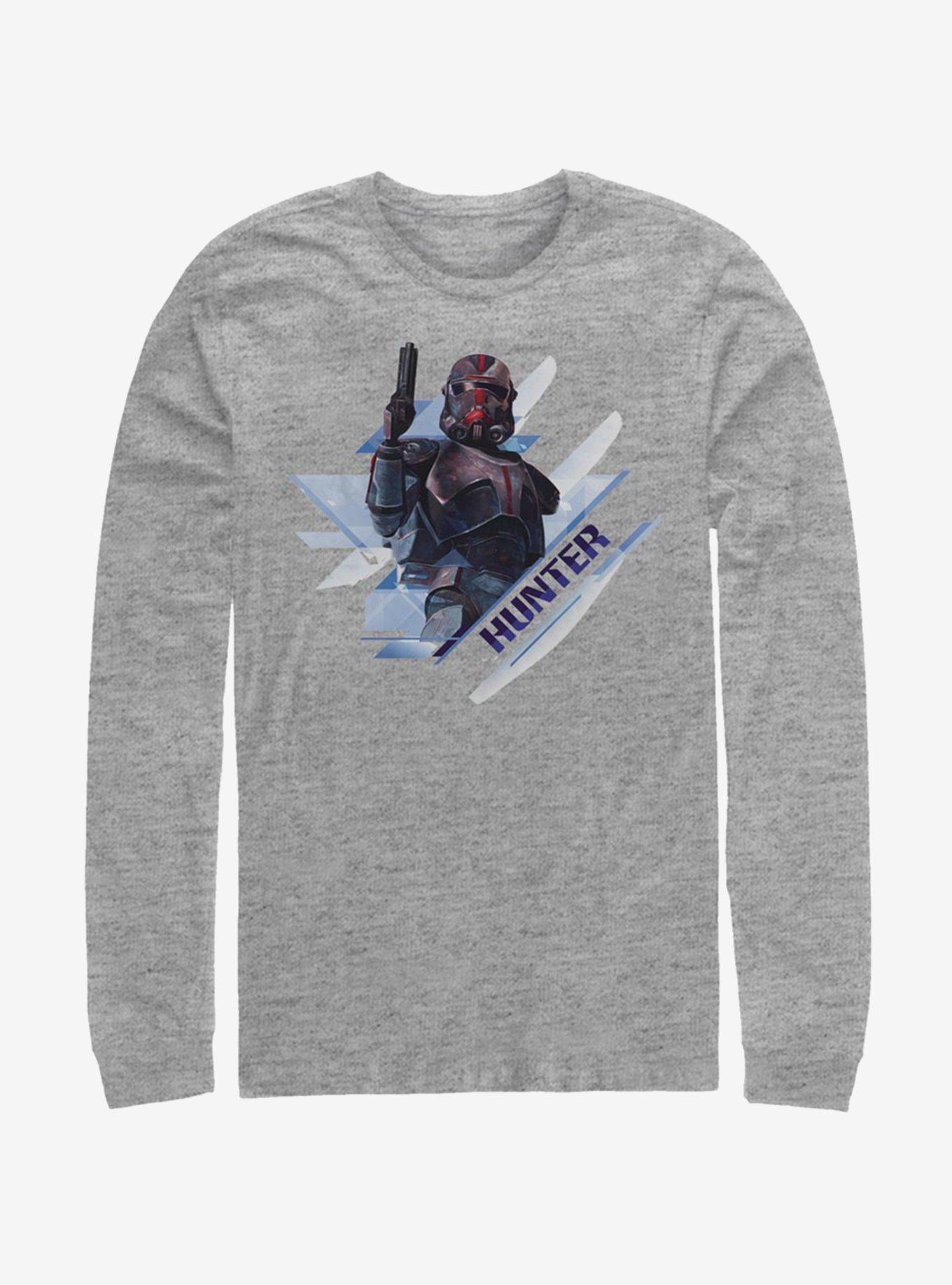 Star Wars: The Clone Wars Hunter Angled Long-Sleeve T-Shirt, ATH HTR, hi-res