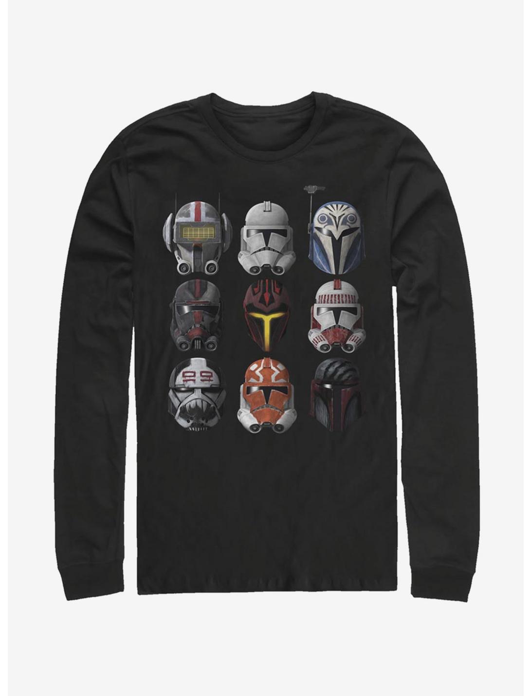 Star Wars: The Clone Wars Clone Helmets Long-Sleeve T-Shirt, BLACK, hi-res