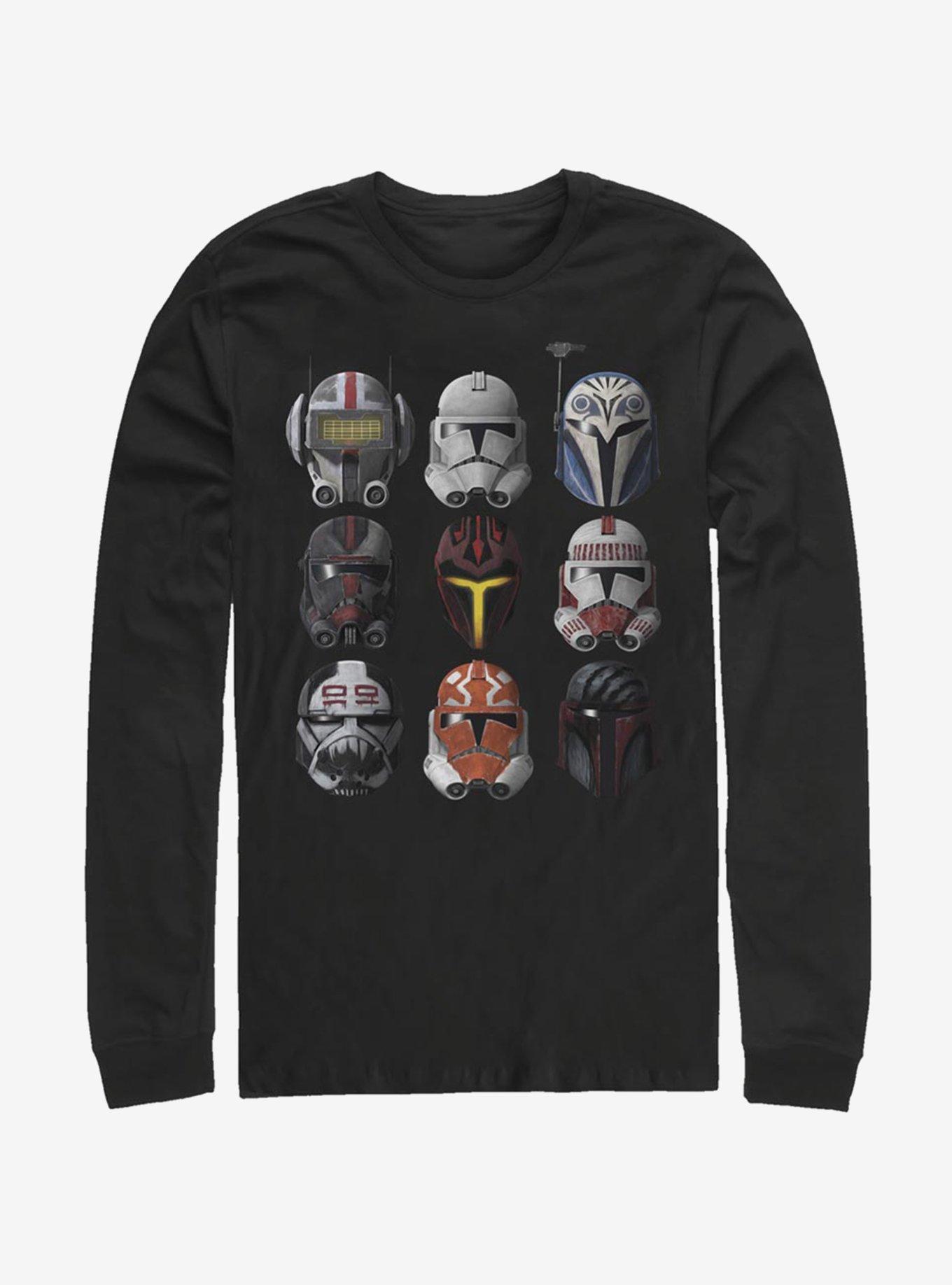 Star Wars: The Clone Wars Clone Helmets Long-Sleeve T-Shirt, BLACK, hi-res