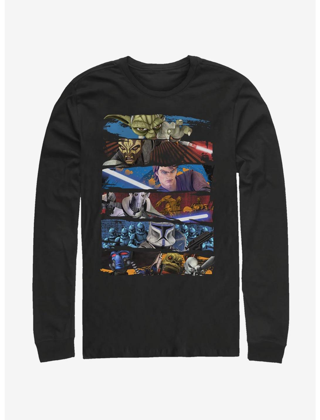 Plus Size Star Wars: The Clone Wars Face Off Long-Sleeve T-Shirt, BLACK, hi-res