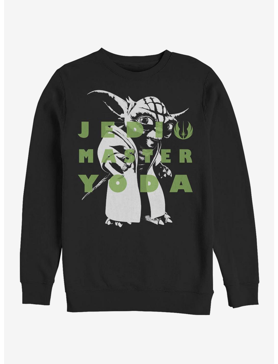 Plus Size Star Wars: The Clone Wars Yoda Text Sweatshirt, BLACK, hi-res