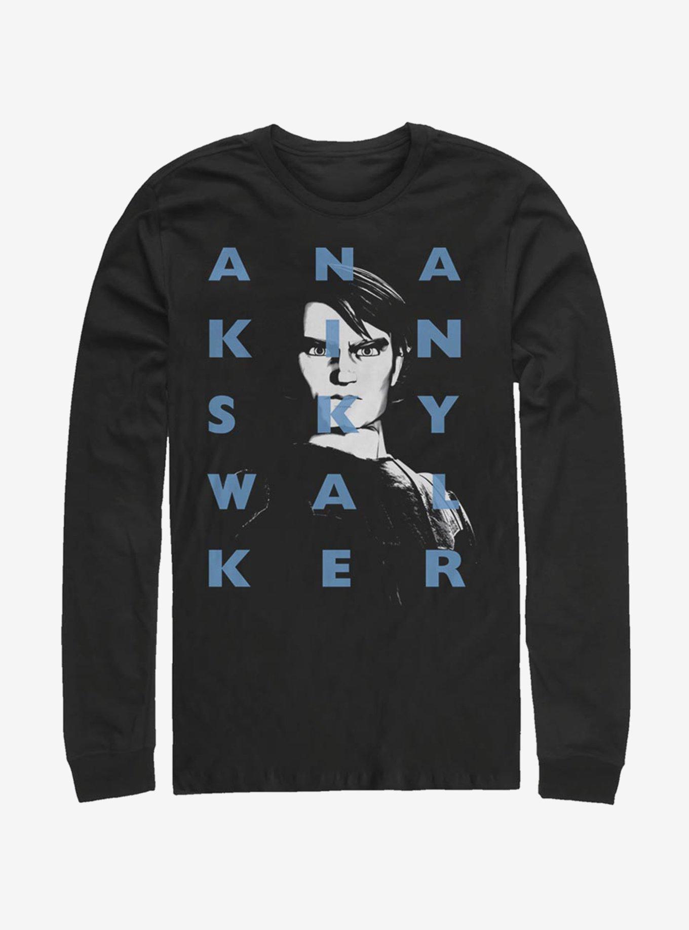 Star Wars: The Clone Wars Anakin Text Long-Sleeve T-Shirt, BLACK, hi-res