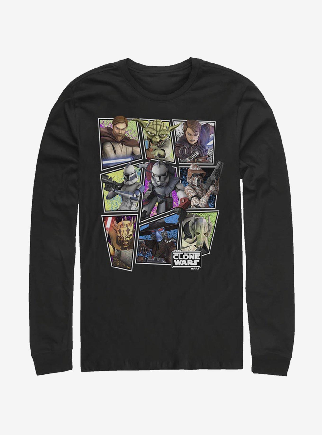 Star Wars: The Clone Wars Scattered Group Long-Sleeve T-Shirt, BLACK, hi-res