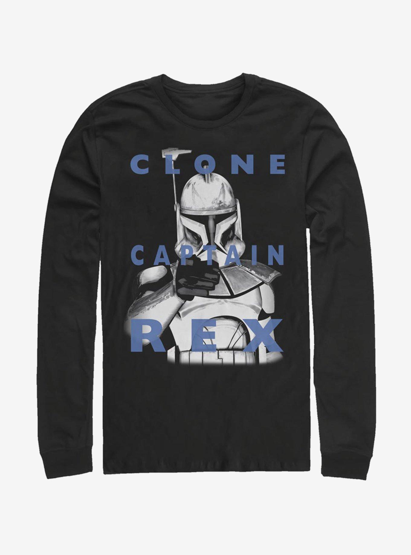 Star Wars: The Clone Wars Captain Rex Text Long-Sleeve T-Shirt, BLACK, hi-res