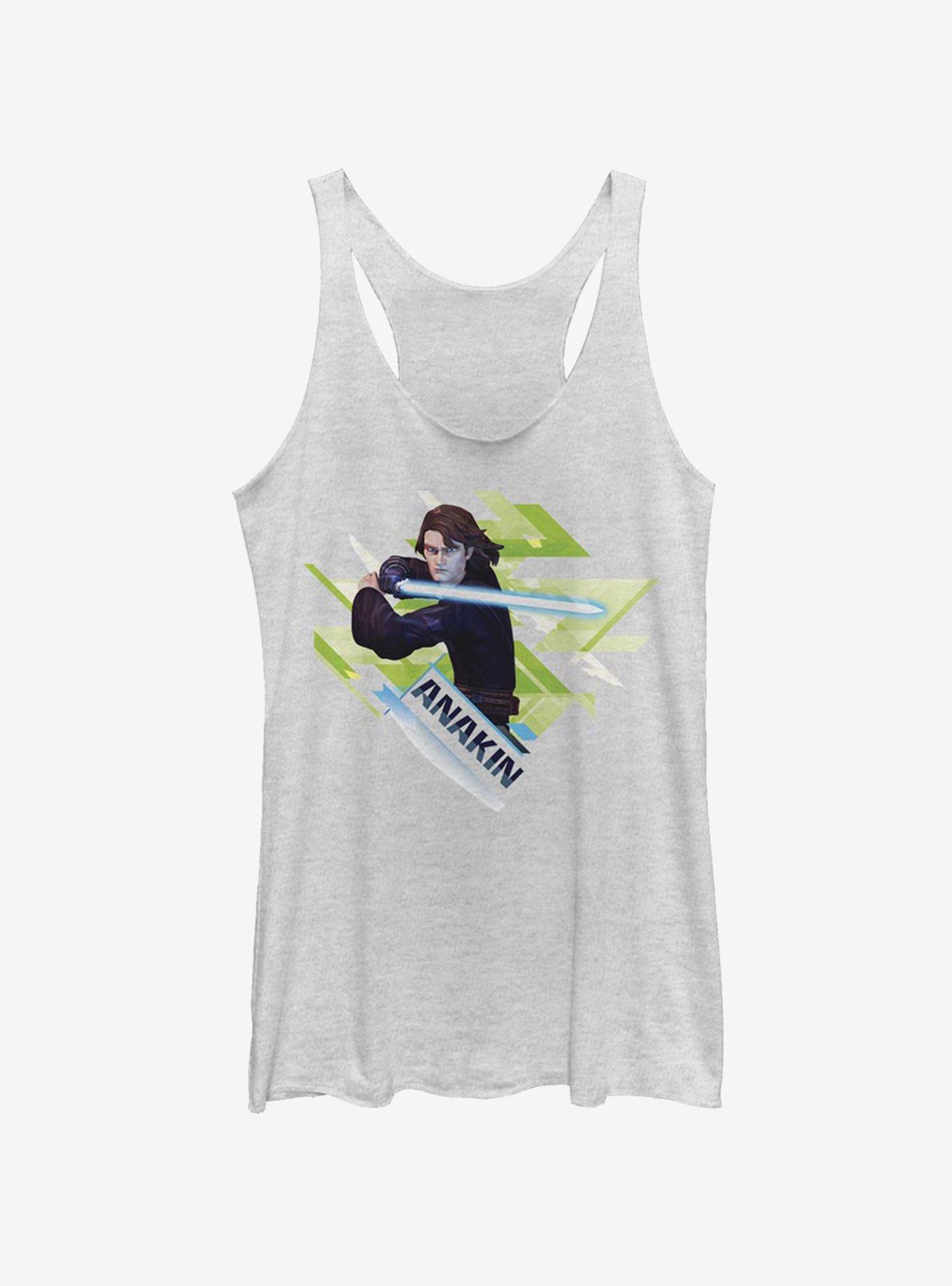 Star Wars: The Clone Wars Anakin Angled Womens Tank Top, WHITE HTR, hi-res