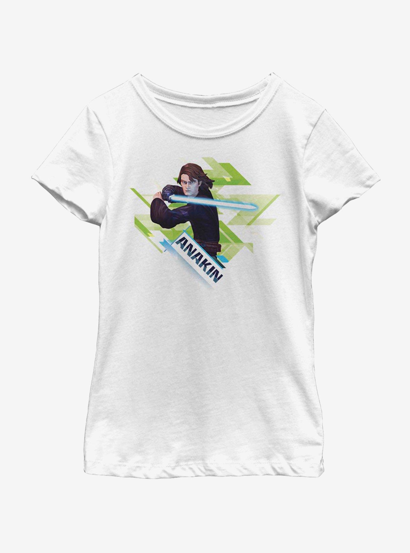 Star Wars: The Clone Wars Anakin Angled Youth Girls T-Shirt, WHITE, hi-res