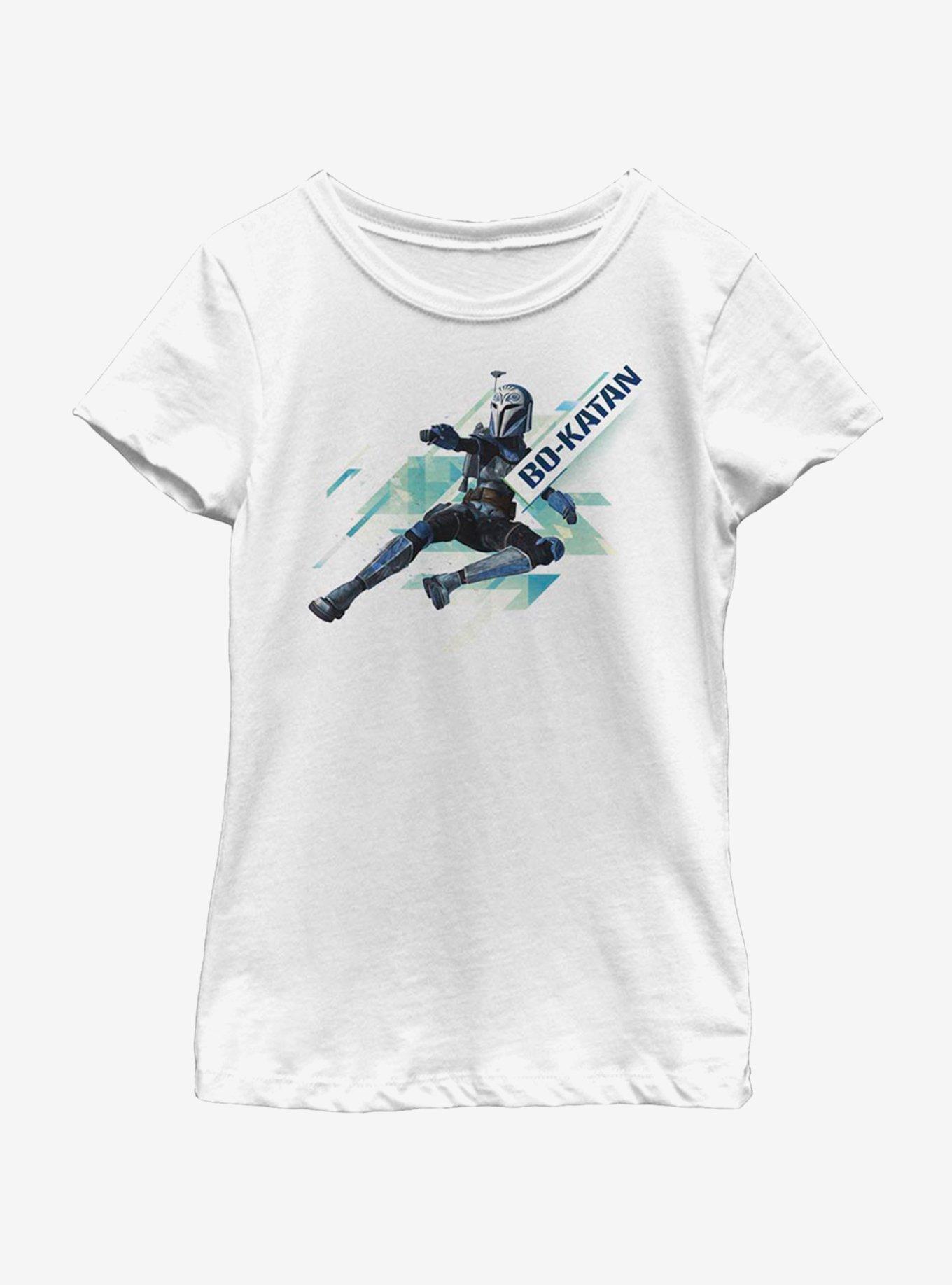 Star Wars: The Clone Wars Bo-Katan Angled Youth Girls T-Shirt, WHITE, hi-res