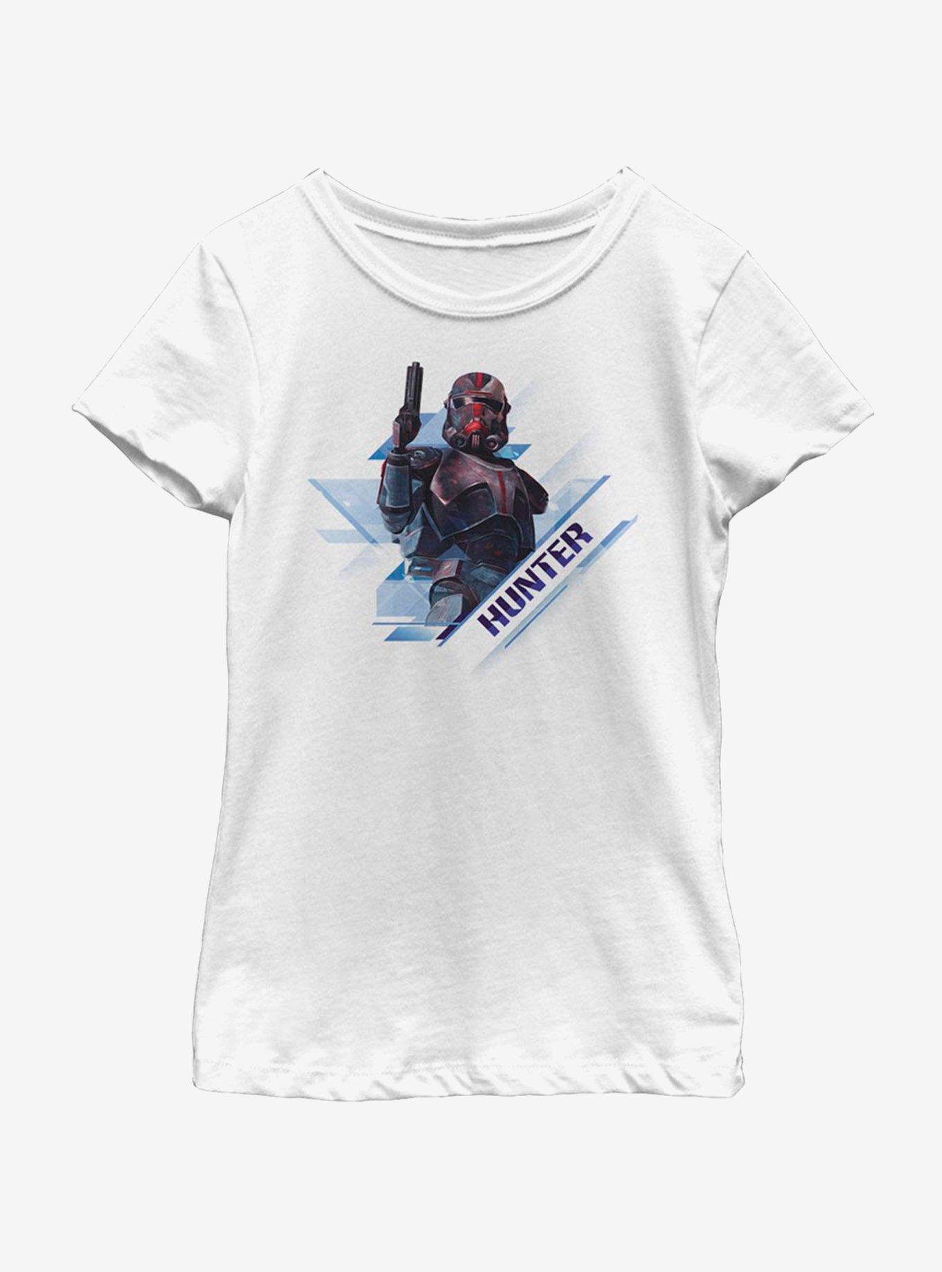 Star Wars: The Clone Wars Hunter Angled Youth Girls T-Shirt, WHITE, hi-res