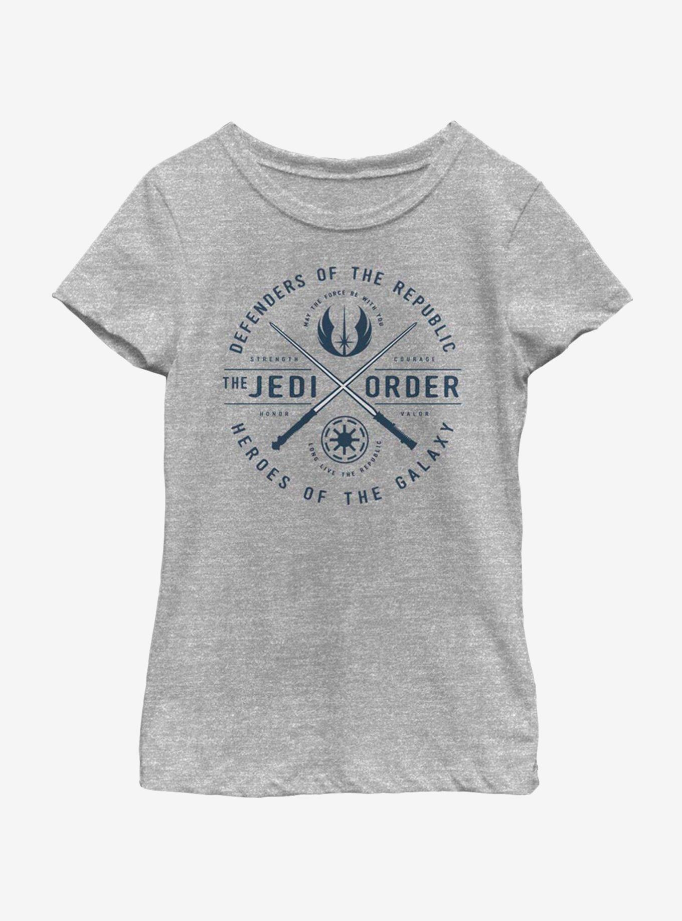 Star Wars: The Clone Wars Jedi Order Emblem Youth Girls T-Shirt, ATH HTR, hi-res