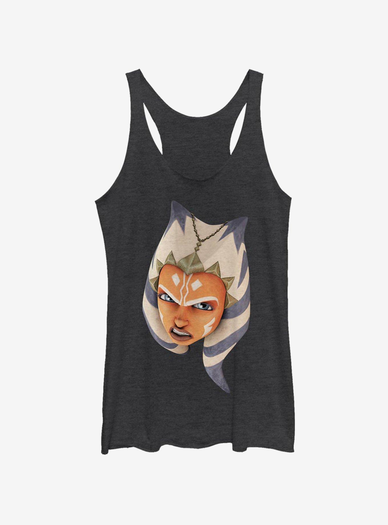 Star Wars: The Clone Wars Ahsoka Face Womens Tank Top, BLK HTR, hi-res