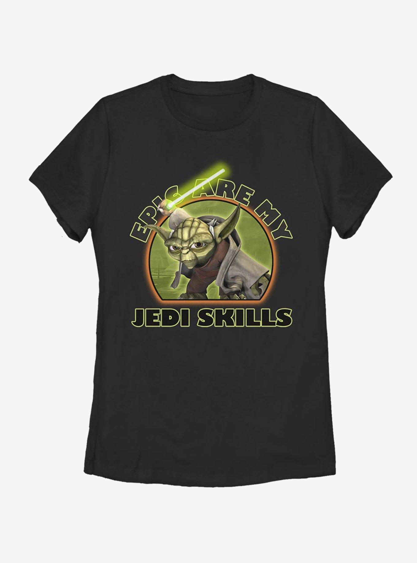 Star Wars: The Clone Wars Yoda Jedi Skills Womens T-Shirt, BLACK, hi-res