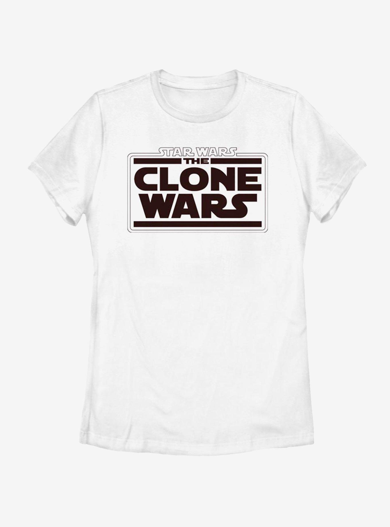 Star Wars: The Clone Wars Logo Womens T-Shirt, WHITE, hi-res