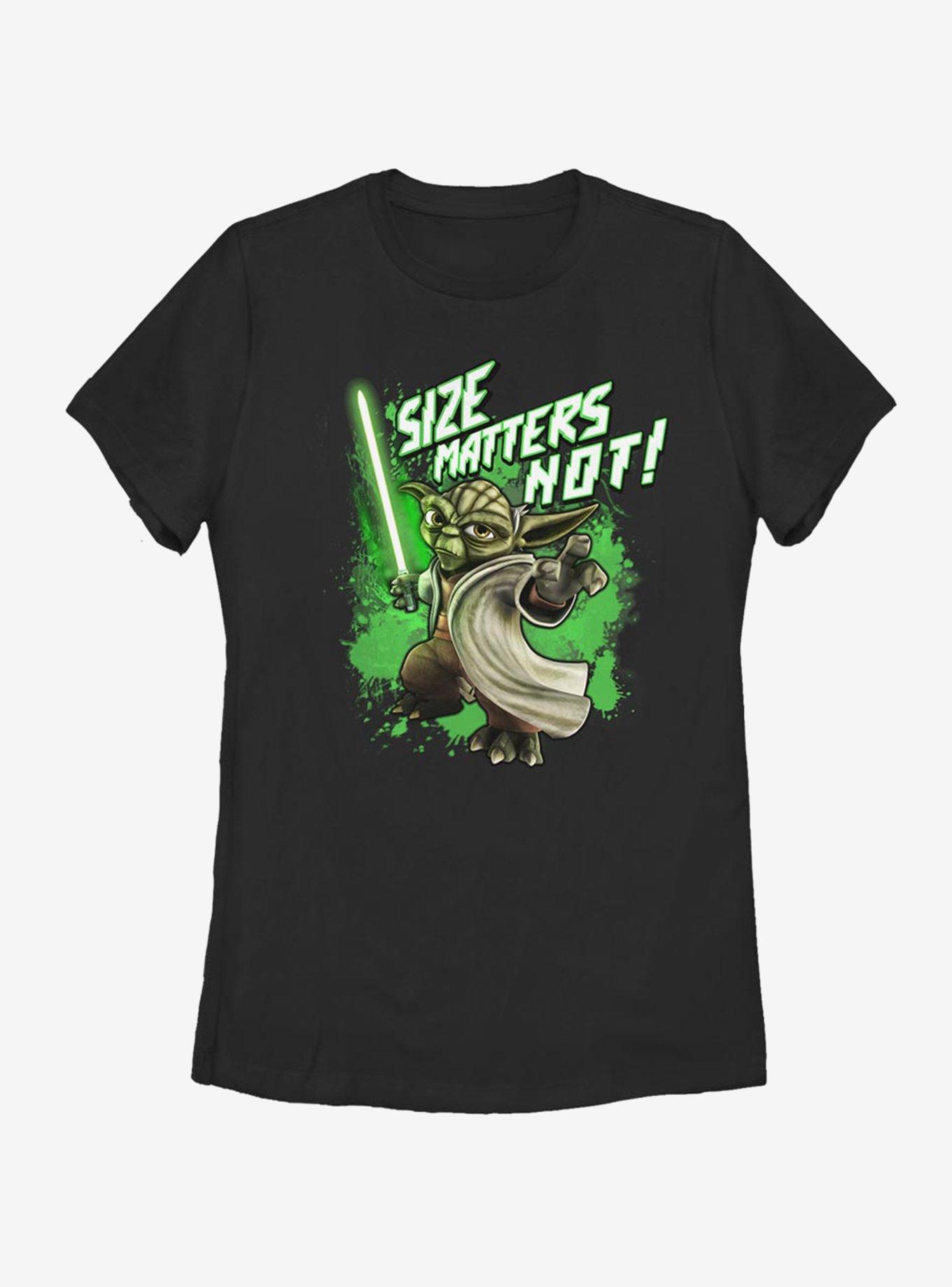 Star Wars: The Clone Wars Yoda Size Matters Not Womens T-Shirt, BLACK, hi-res