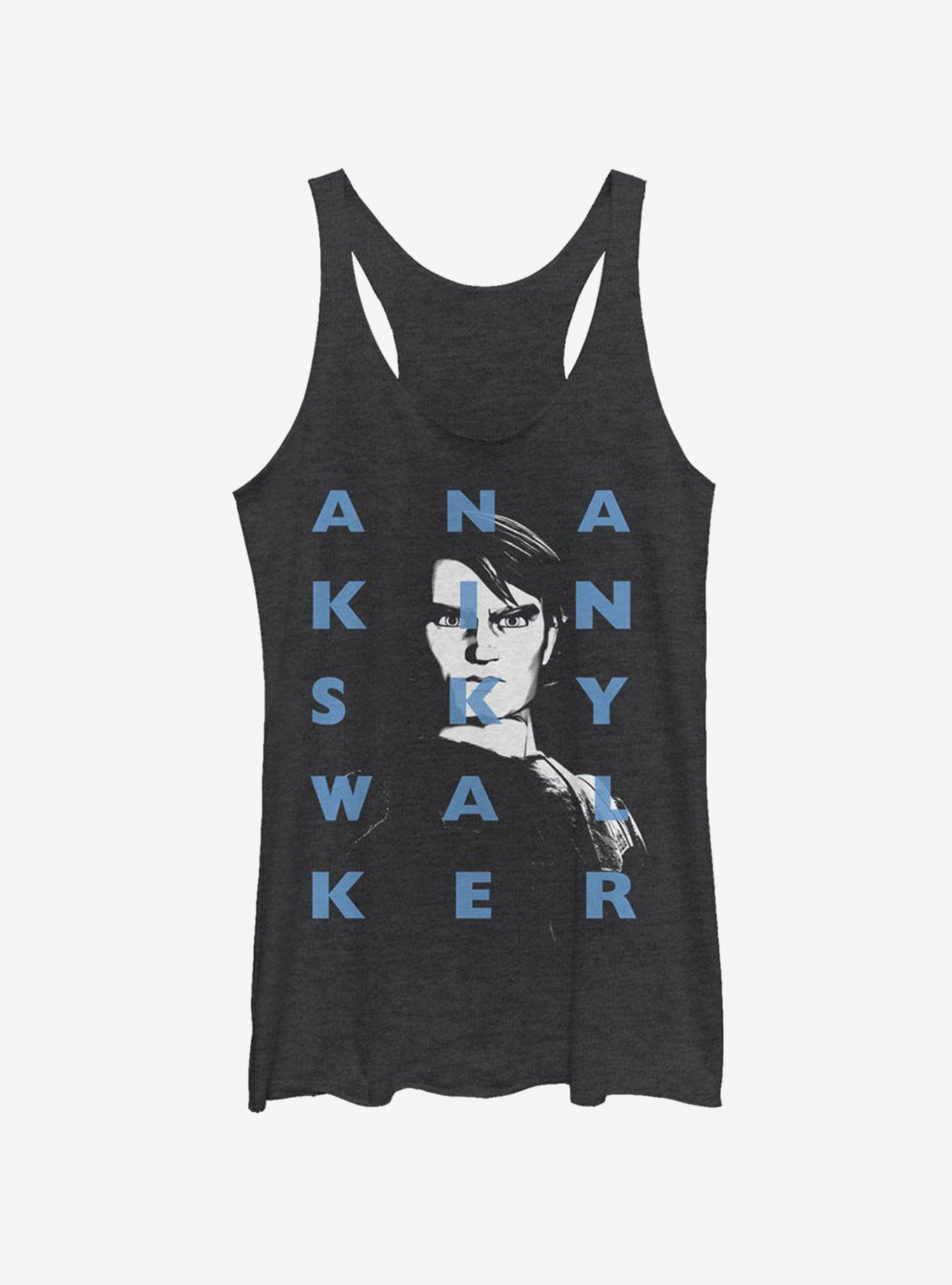 Star Wars: The Clone Wars Anakin Text Womens Tank Top, BLK HTR, hi-res