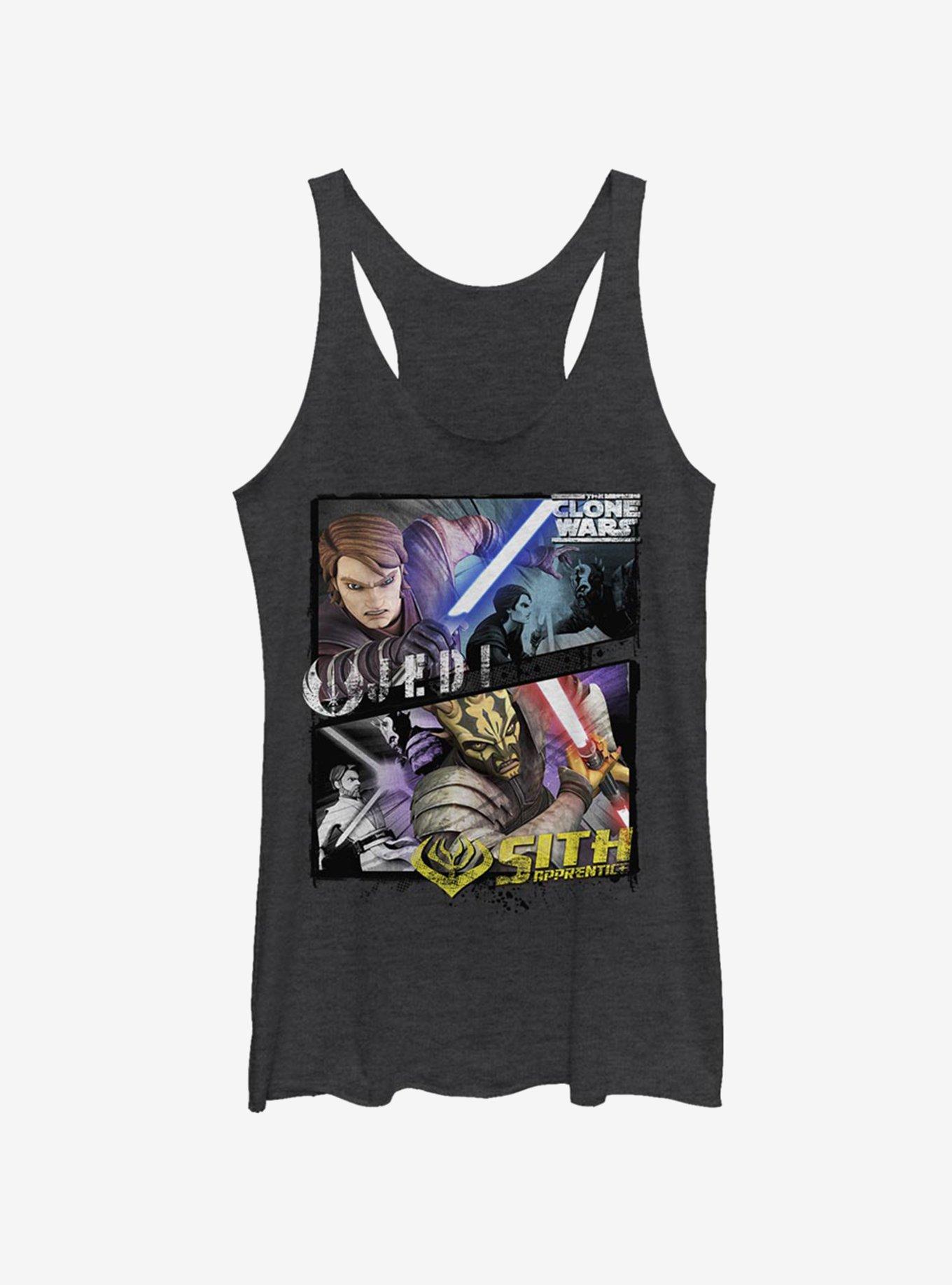 Star Wars: The Clone Wars Bad Side Panel Womens Tank Top, BLK HTR, hi-res