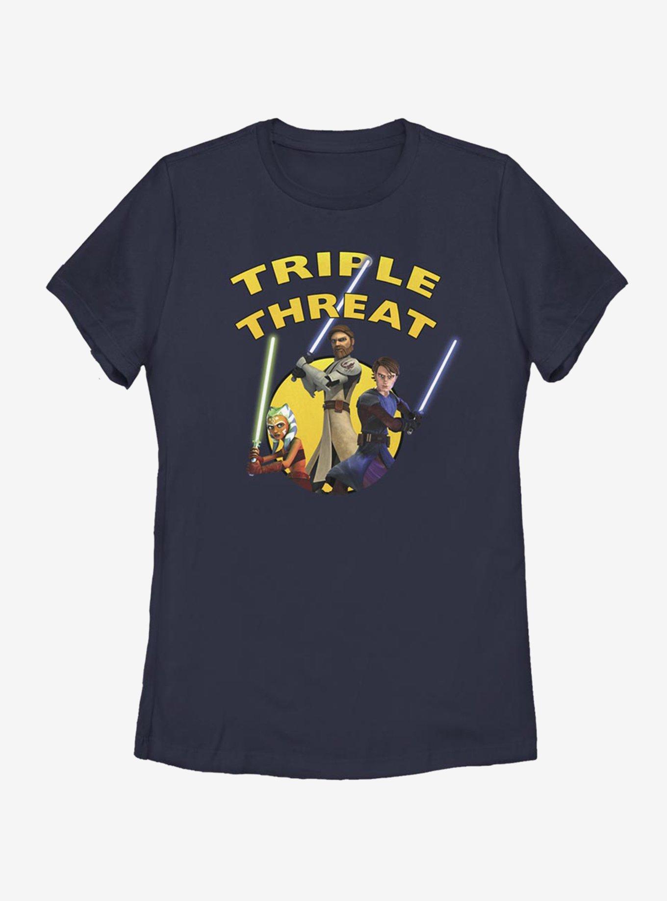 Star Wars: The Clone Wars Ahsoka Light Side Triple Threat Womens T-Shirt, NAVY, hi-res