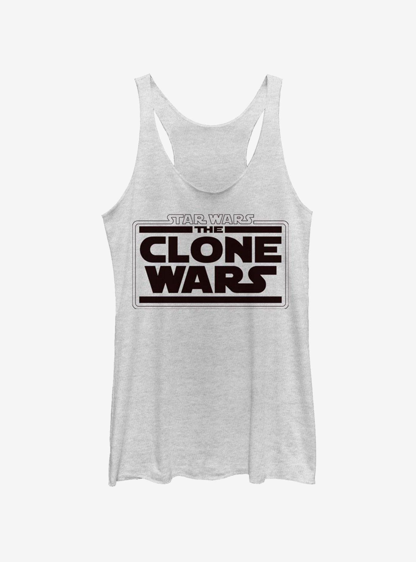 Star Wars: The Clone Wars Logo Womens Tank Top, WHITE HTR, hi-res