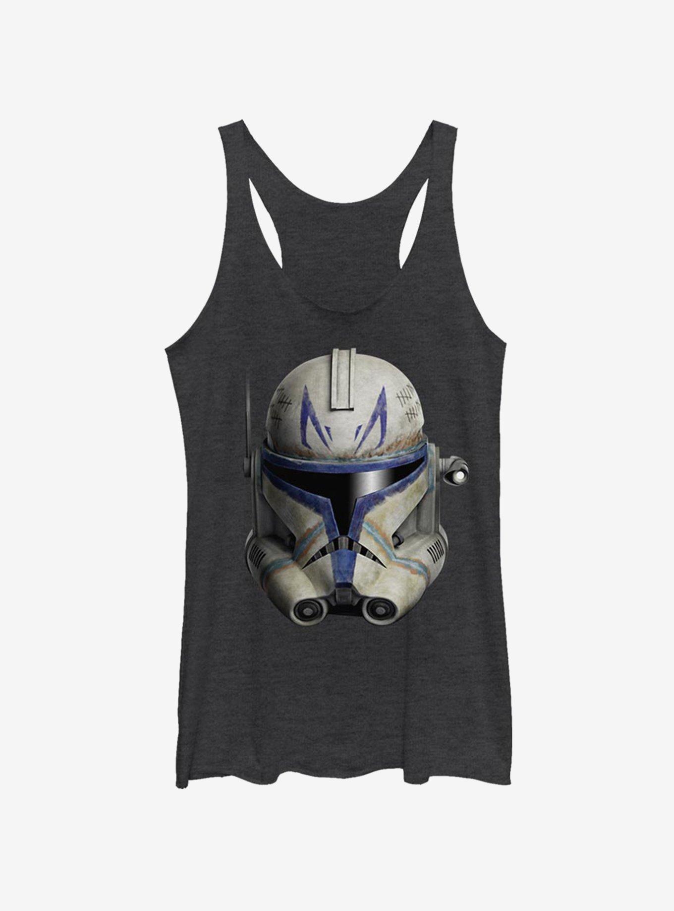 Star Wars: The Clone Wars Captain Rex Helmet Womens Tank Top, BLK HTR, hi-res