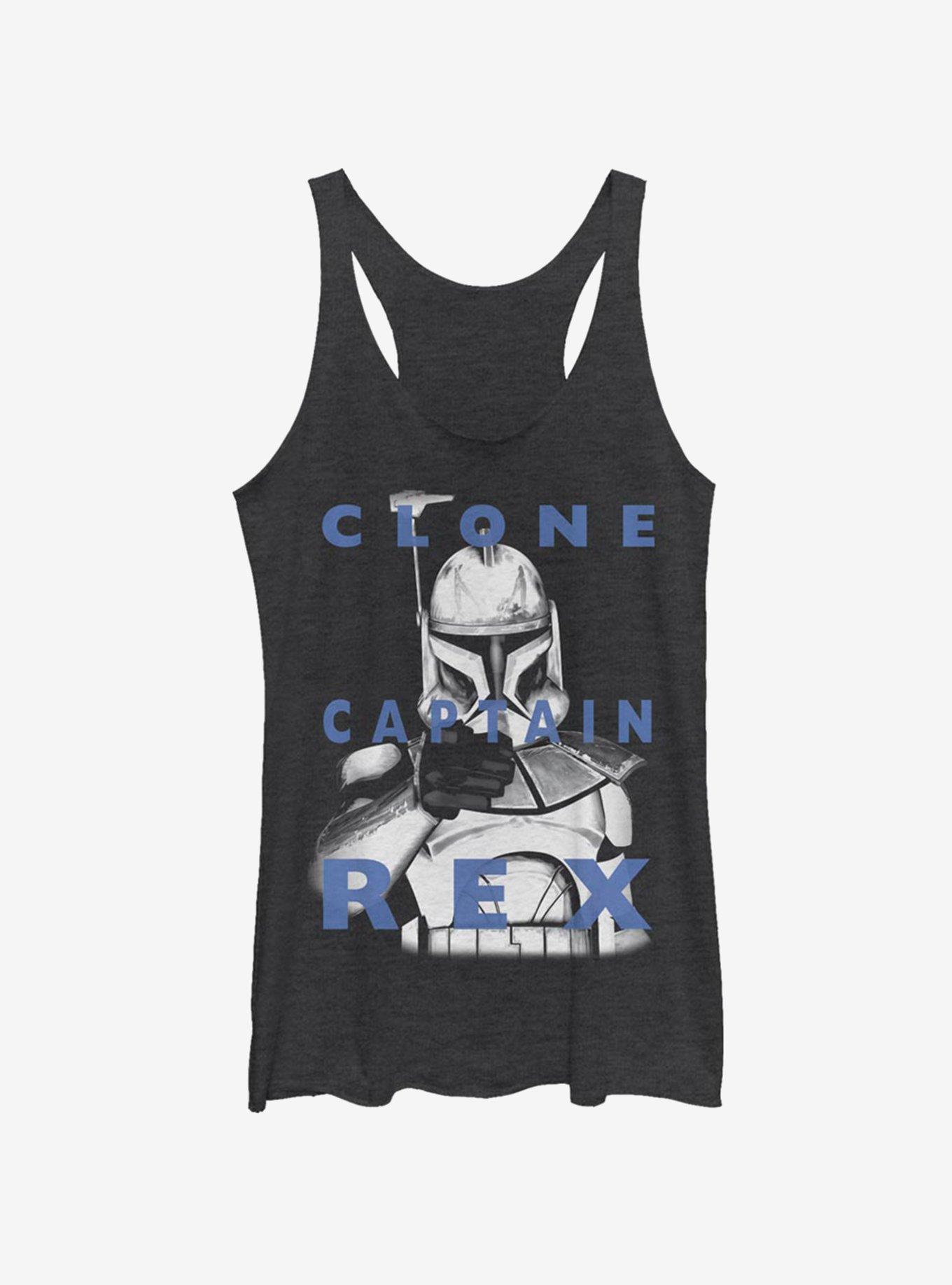 Star Wars: The Clone Wars Captain Rex Text Womens Tank Top, BLK HTR, hi-res