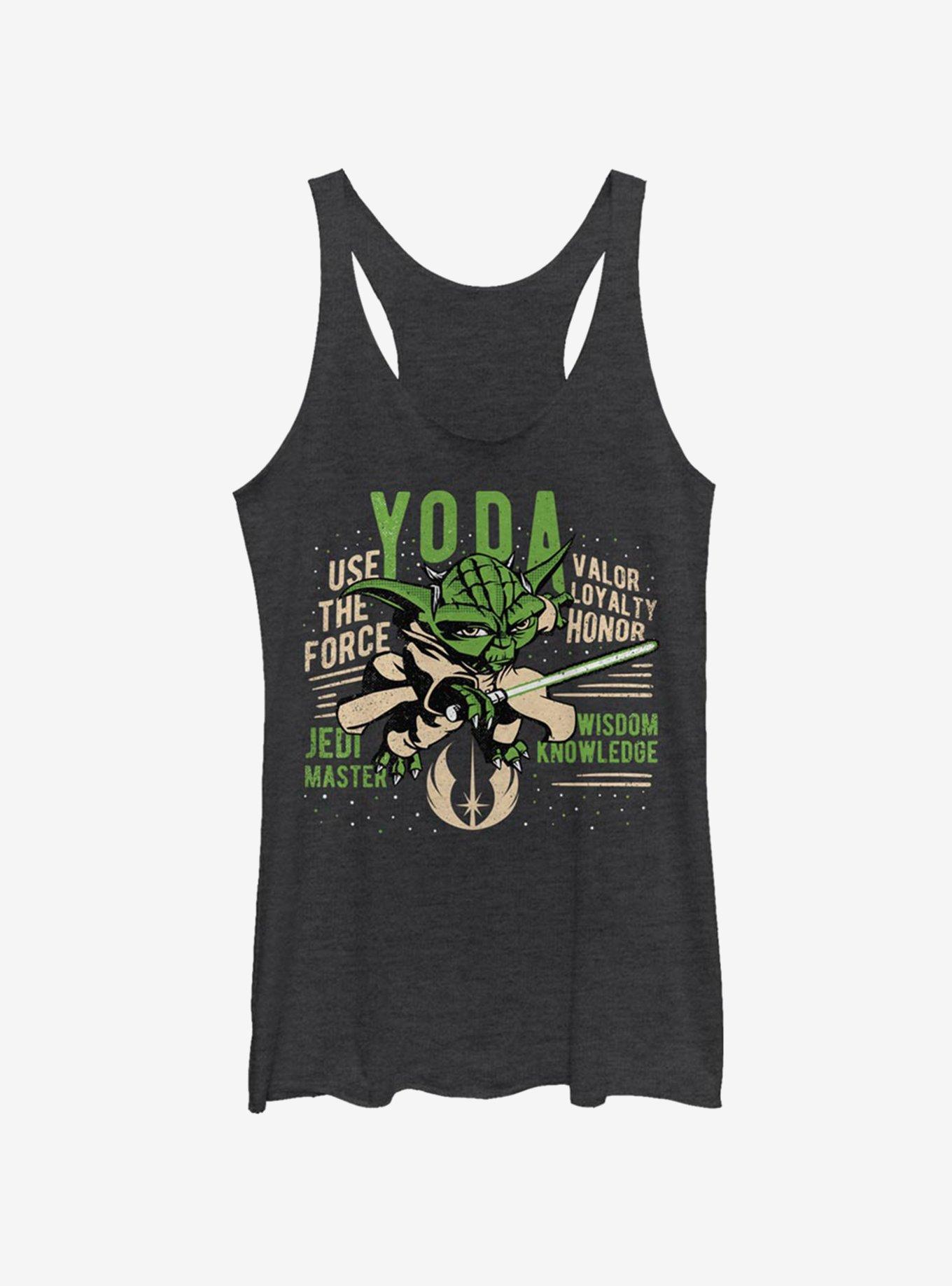 Star Wars: The Clone Wars Yoda Womens Tank Top, BLK HTR, hi-res