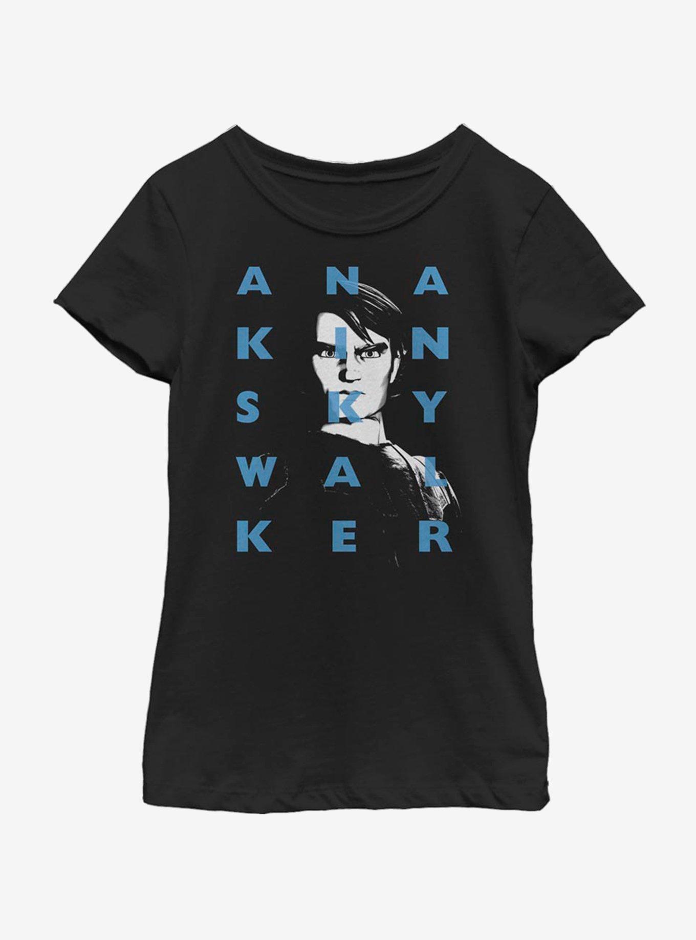 Star Wars: The Clone Wars Anakin Text Youth Girls T-Shirt, BLACK, hi-res