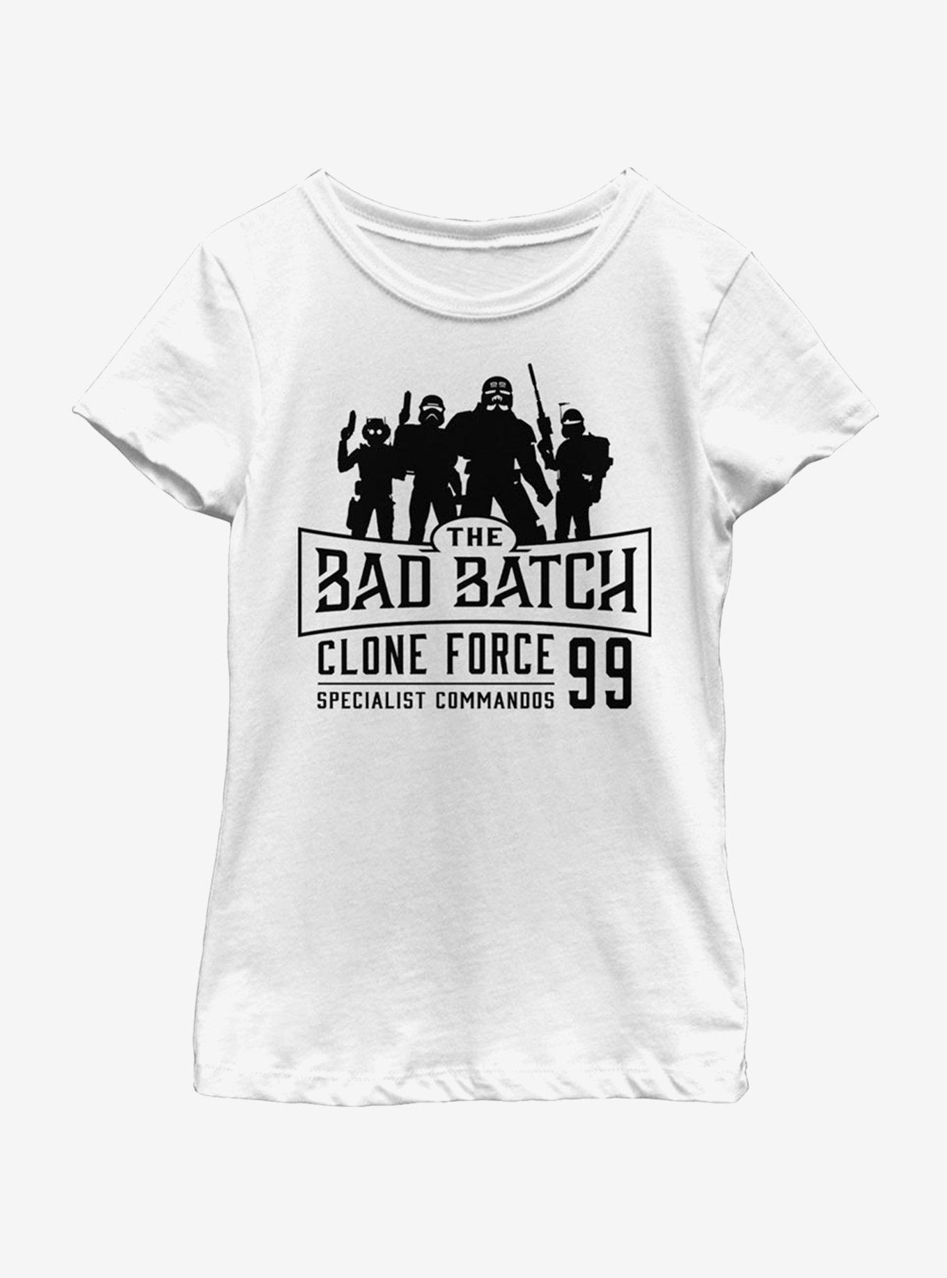 Star Wars: The Clone Wars Bad Batch Emblem Youth Girls T-Shirt, WHITE, hi-res view 1