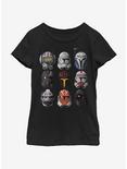 Star Wars: The Clone Wars Clone Helmets Youth Girls T-Shirt, BLACK, hi-res