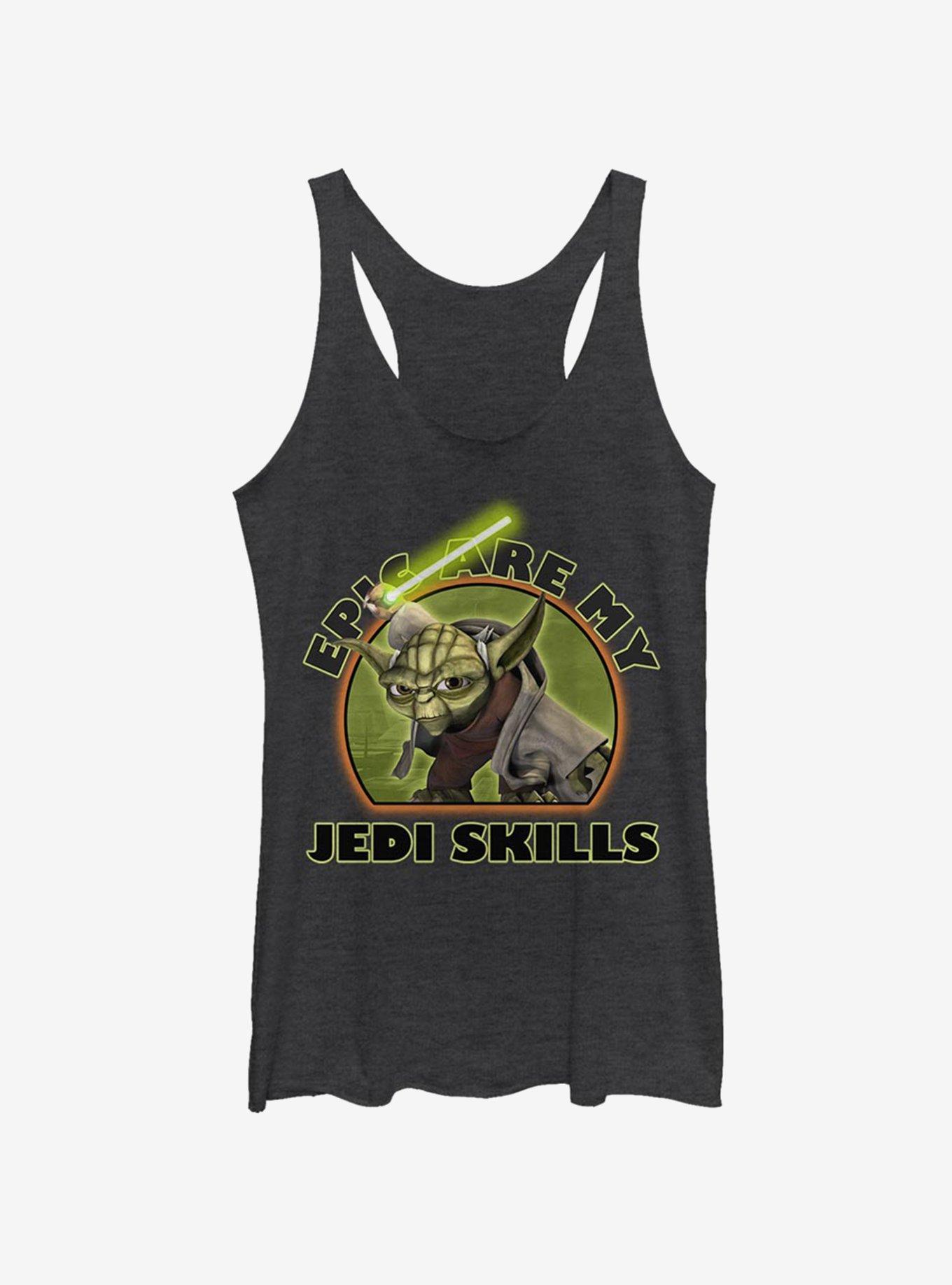 Star Wars: The Clone Wars Yoda Jedi Skills Womens Tank Top, BLK HTR, hi-res