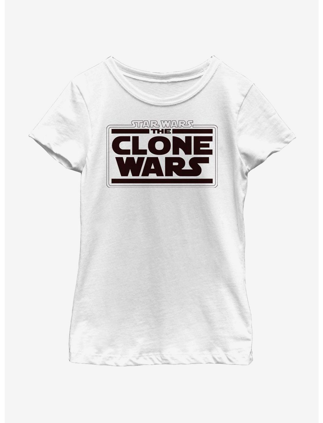 Star Wars: The Clone Wars Logo Youth Girls T-Shirt, WHITE, hi-res