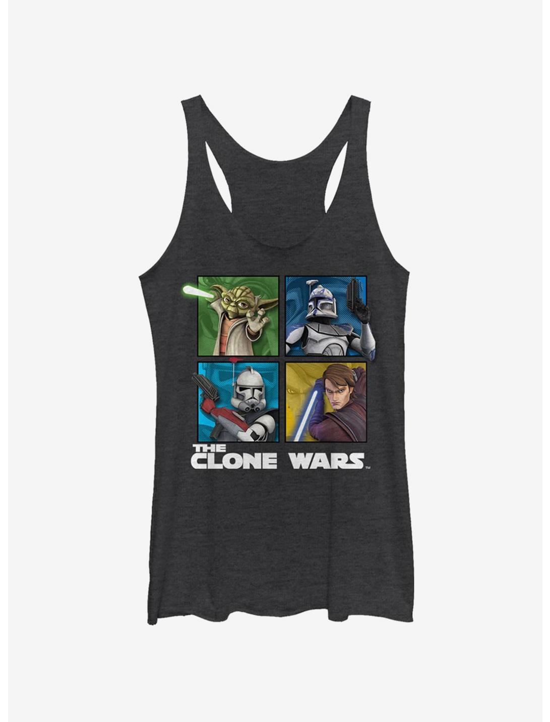 Star Wars: The Clone Wars Panel Four Womens Tank Top, BLK HTR, hi-res